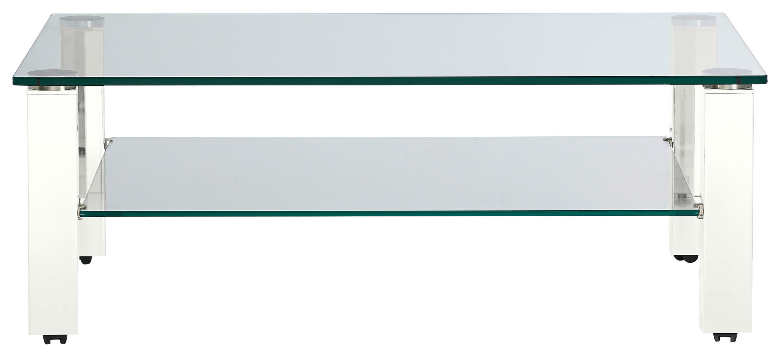 COUCHTISCH in Metall, Glas 110/70/42,5 cm  - Weiss, Design, Glas/Kunststoff (110/70/42,5cm)