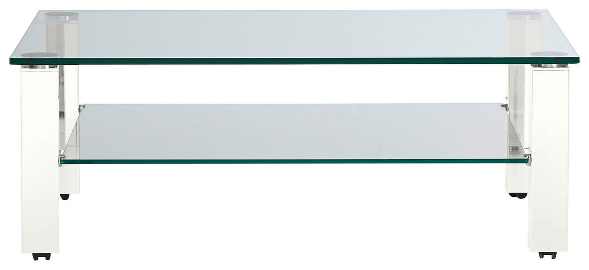 COUCHTISCH in Metall, Glas 110/70/42,5 cm  - Weiss, Design, Glas/Kunststoff (110/70/42,5cm)