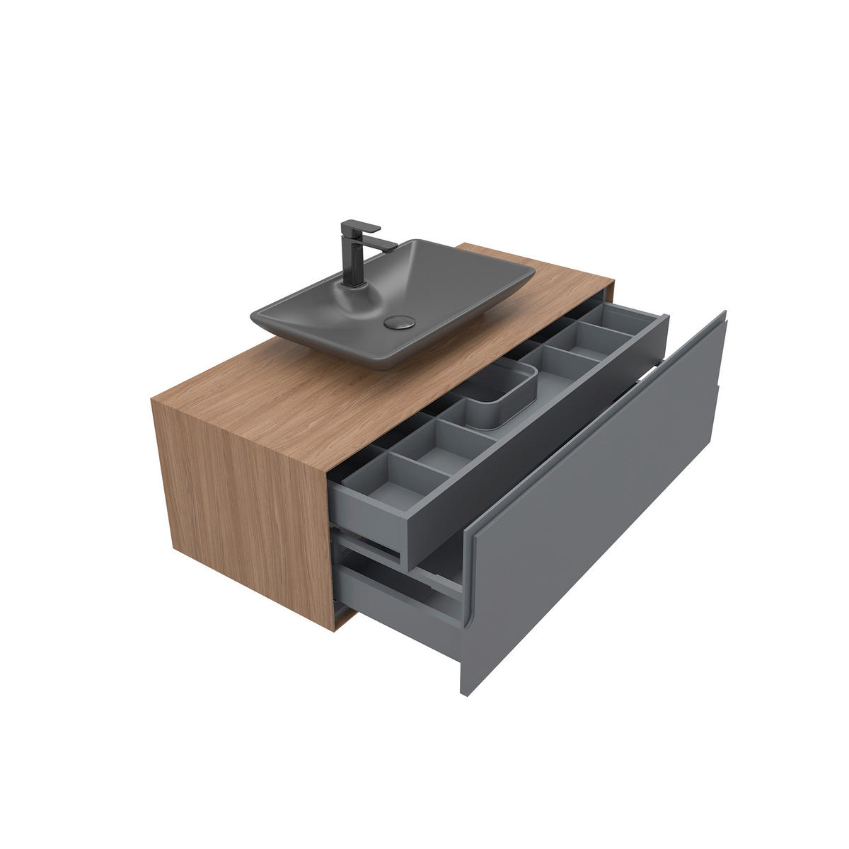 WASCHTISCHKOMBI 120 cm  - Anthrazit/Walnussfarben, Design, Keramik/Holzwerkstoff (120cm) - Welnova