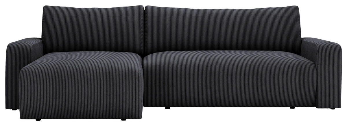 ECKSOFA in Cord Graphitfarben  - Schwarz/Graphitfarben, Modern, Kunststoff/Textil (150/245cm) - Carryhome