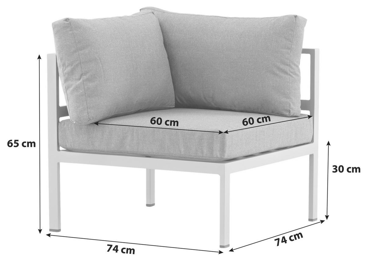 LOUNGEGRUPP HÖRNMODUL  - grå/pastellgrön, Klassisk, metall (74/65/74cm) - Gardenson