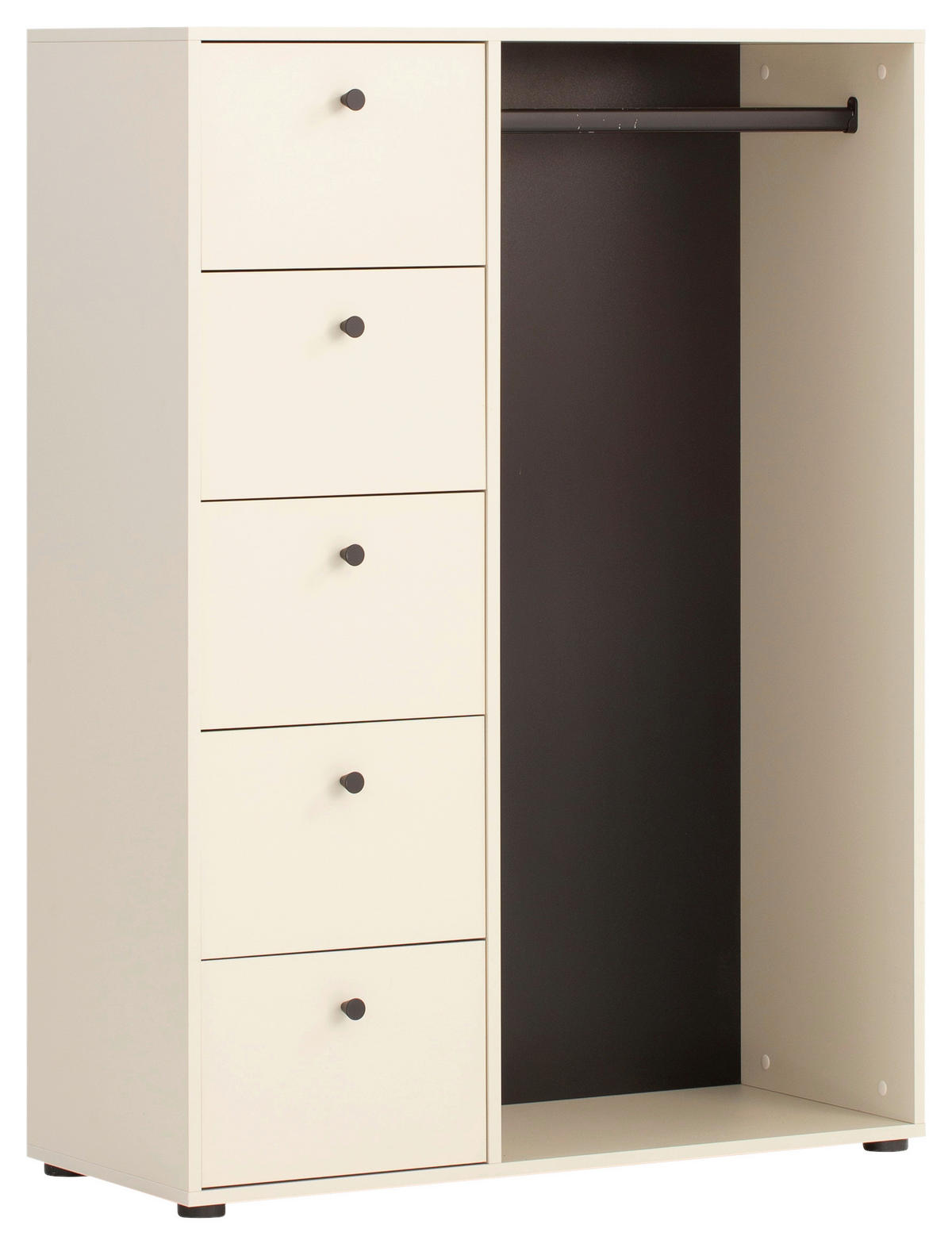 KLEIDERSCHRANK 98/132/40 cm,  in Beige,  - Beige/Schwarz, Design, Holzwerkstoff/Metall (98/132/40cm) - MID.YOU