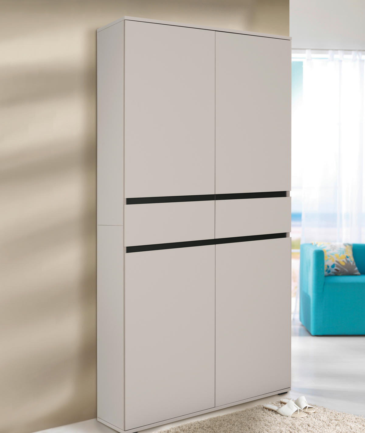 MEHRZWECKSCHRANK - Kaschmir/Anthrazit, KONVENTIONELL, Holzwerkstoff/Kunststoff (100/200/37cm) - Xora