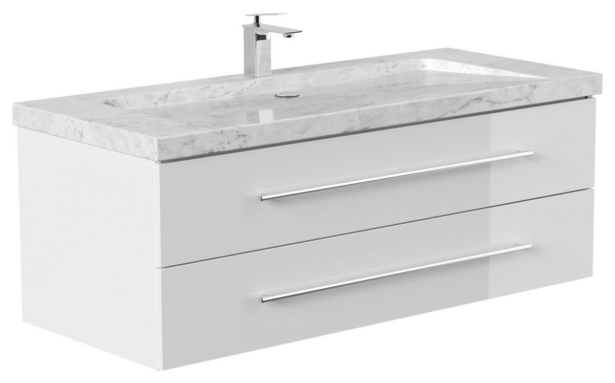 WASCHTISCHKOMBI 130 cm  - Weiß Hochglanz, Basics, Holzwerkstoff/Stein (130cm) - MID.YOU