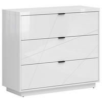 KOMMODE , 106/93/42,5 cm, 3 Schublade(n)  - Weiß Hochglanz/Schwarz, Design, Holzwerkstoff/Kunststoff (106/93/42,5cm)