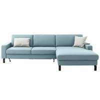 ECKSOFA Cord Hellblau  - Schwarz/Hellblau, Design, Textil/Metall (298/185cm) - Pure Home Lifestyle