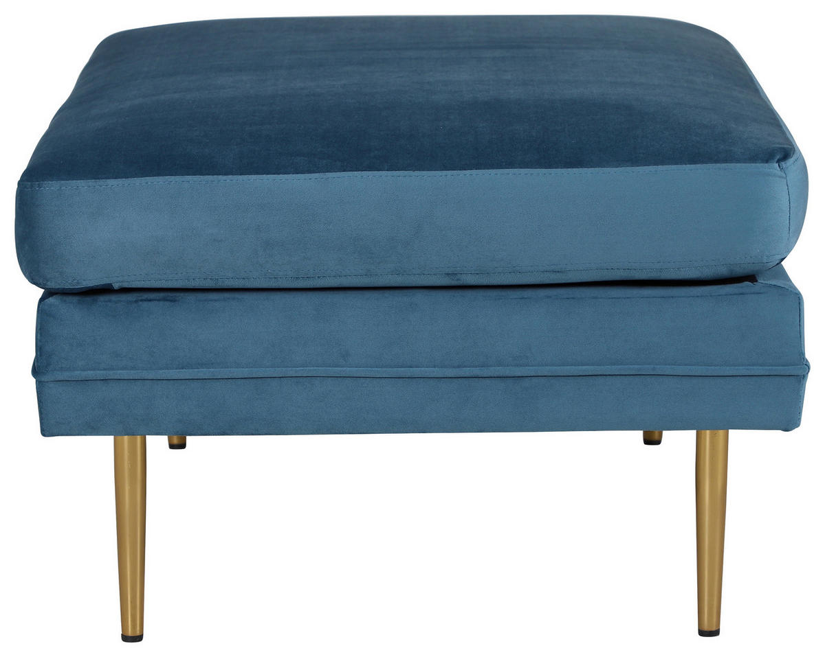 HOCKER Samt Goldfarben, Hellblau  - Blau/Goldfarben, Design, Kunststoff/Textil (90/49/70cm) - Livetastic