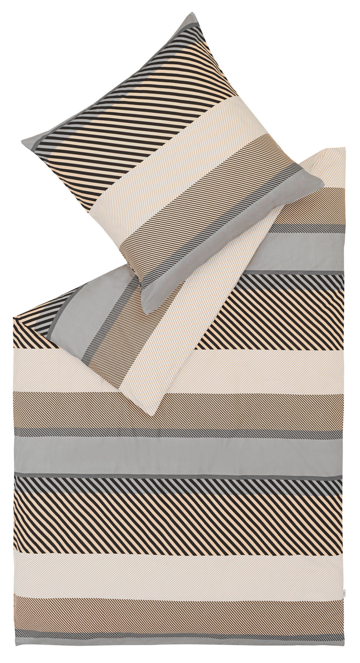 WENDEBETTWÄSCHE E-LENNON Flanell 135/200 cm  - Hellgrau/Schwarz, Basics, Textil (135/200cm) - Esprit