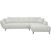 ECKSOFA 320/215 cm  in Chenille Elfenbein Armlehnenkissen, Rücken echt, Sitztiefenverstellung  320/215 cm  - Elfenbein/Schwarz, KONVENTIONELL, Textil/Metall (320/215cm) - Hom`in