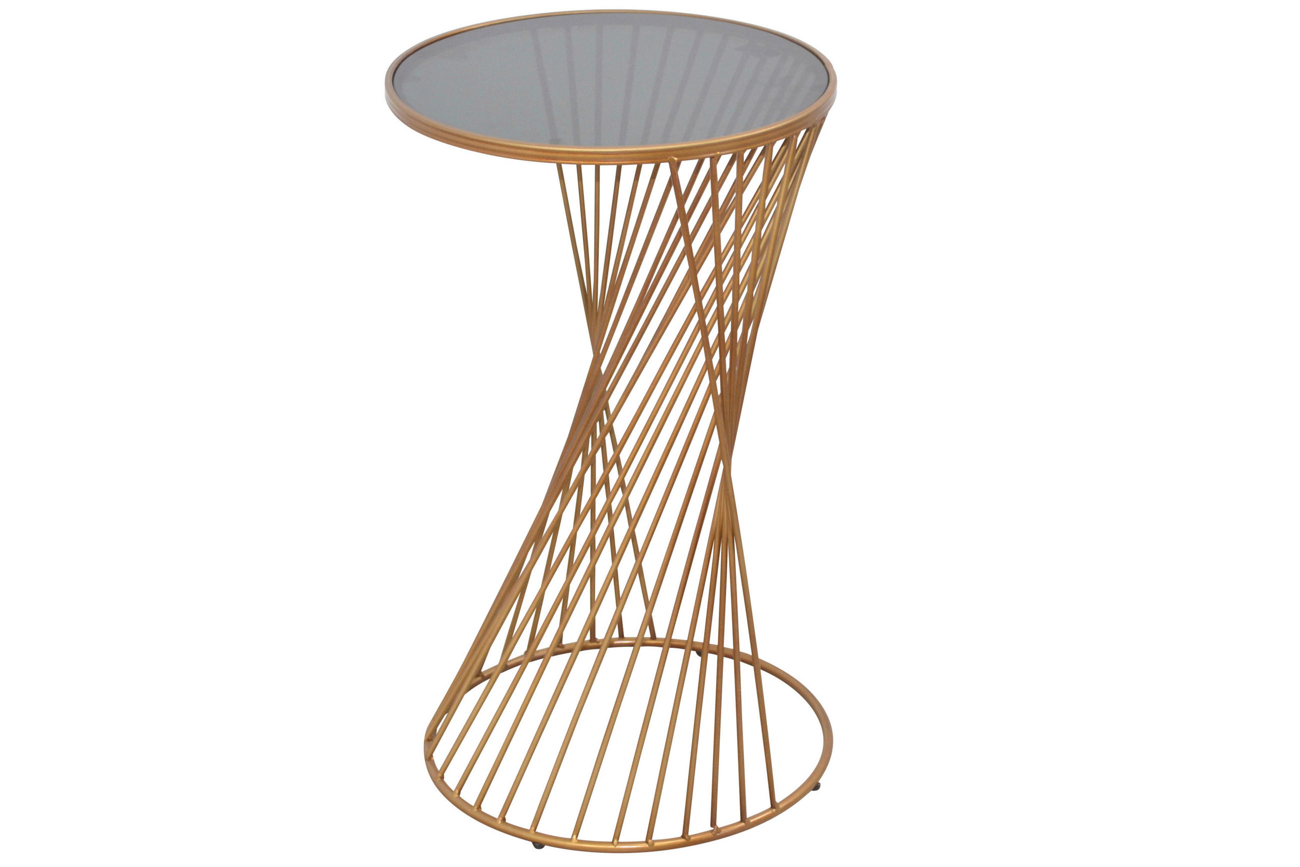 BEISTELLTISCH 37,5/37,5/65 cm Goldfarben rund  - Goldfarben, Design, Glas/Metall (37,5/37,5/65cm) - MID.YOU
