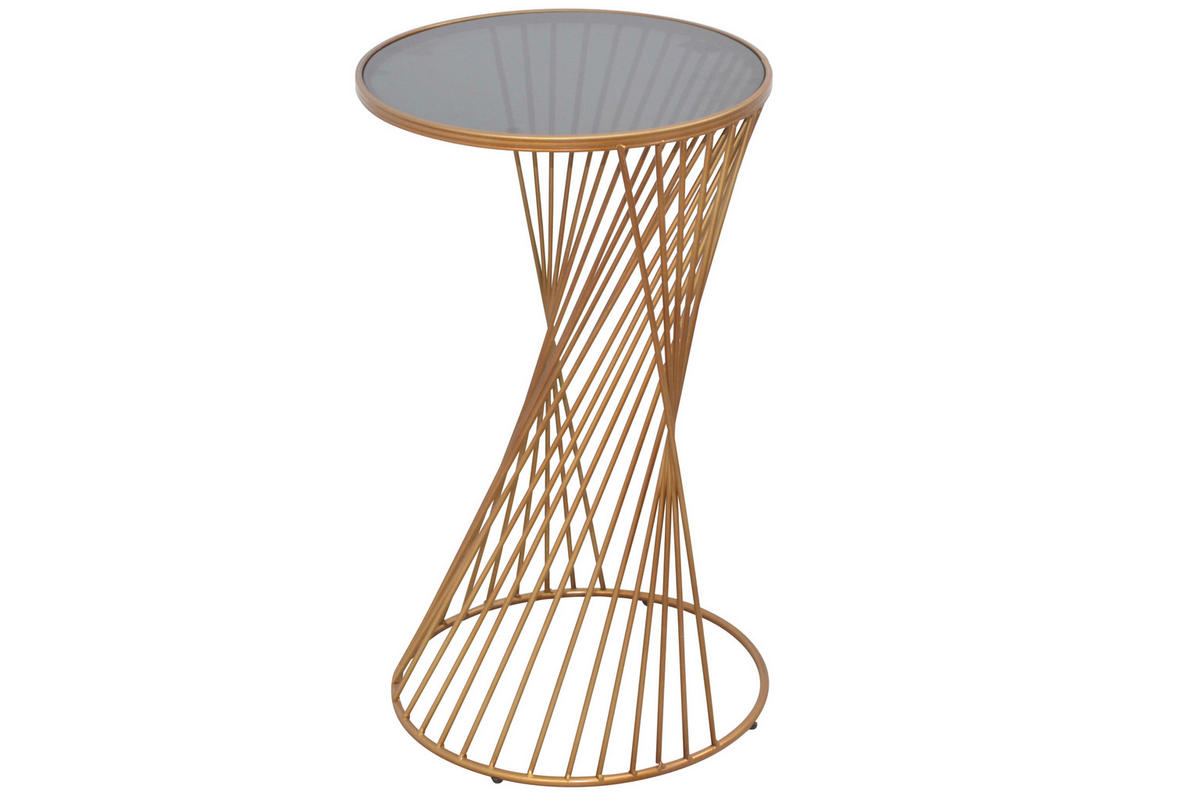 BEISTELLTISCH 37,5/37,5/65 cm Goldfarben rund  - Goldfarben, Design, Glas/Metall (37,5/37,5/65cm) - MID.YOU