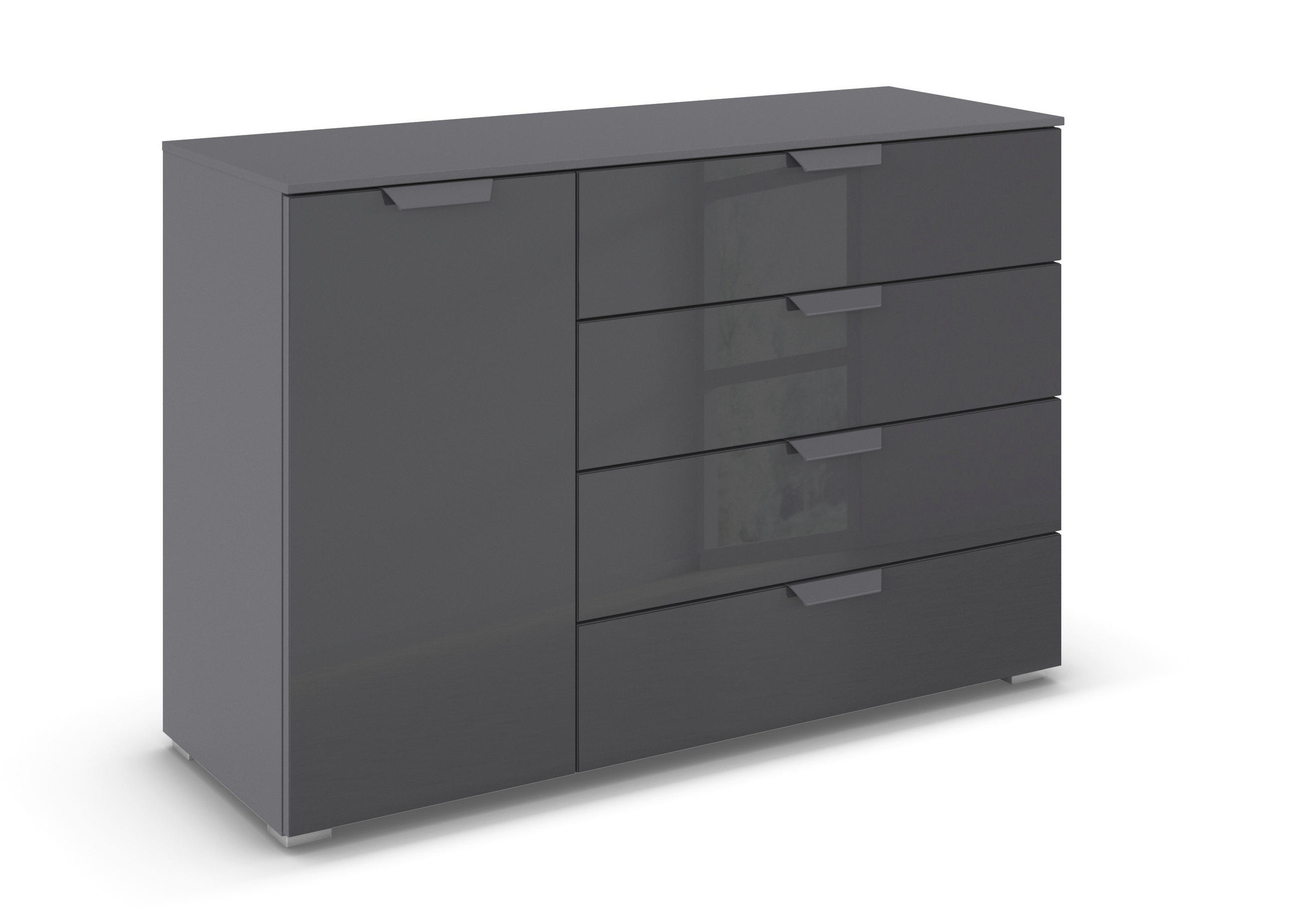 KOMMODE  in 120/81/42 cm  - Dunkelgrau, Design, Glas/Holzwerkstoff (120/81/42cm) - Carryhome