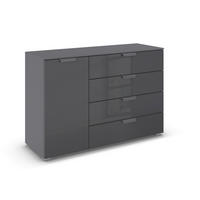 KOMMODE  in 120/81/42 cm  - Dunkelgrau, Design, Glas/Holzwerkstoff (120/81/42cm) - Carryhome