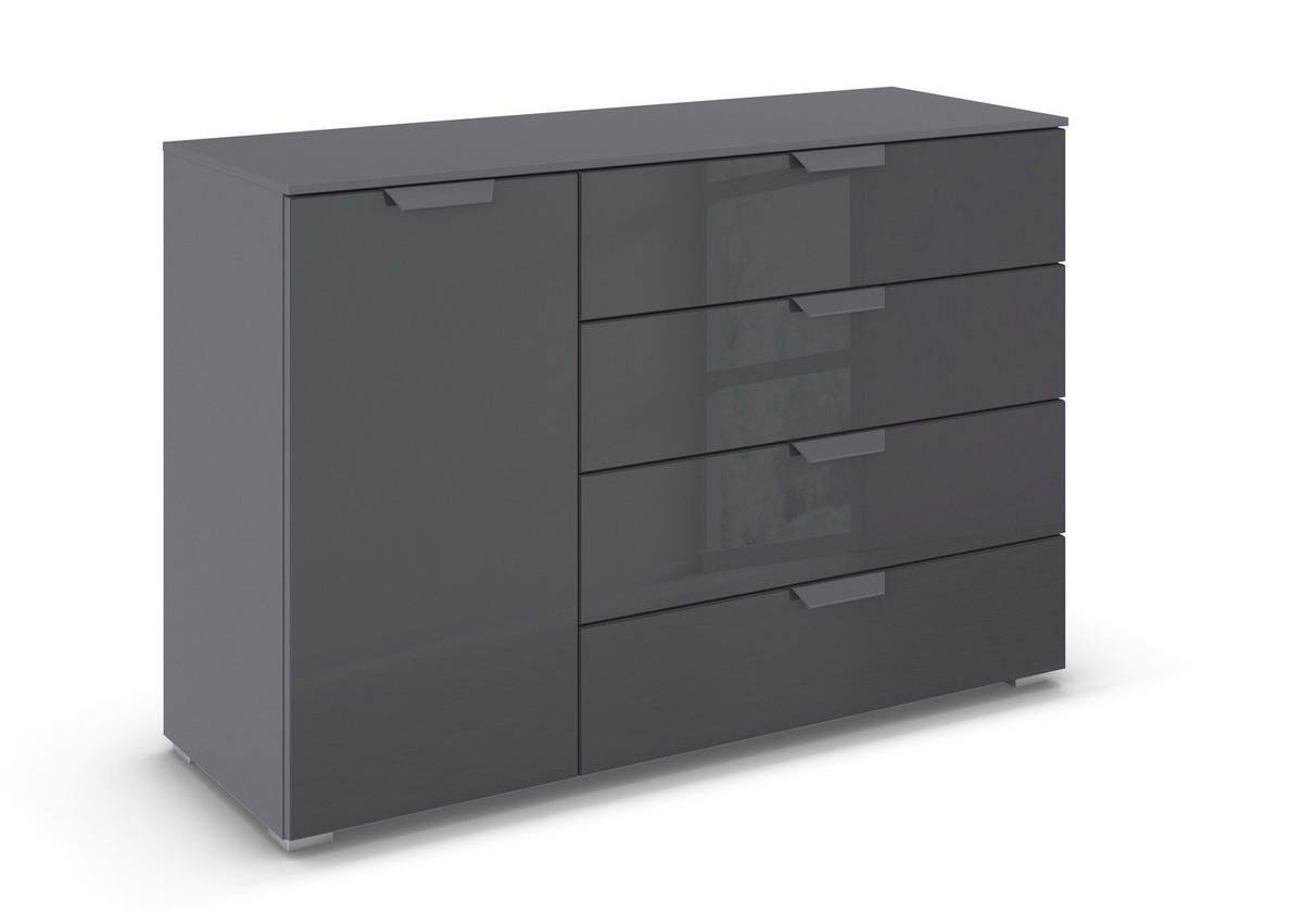 KOMMODE  in 120/81/42 cm  - Dunkelgrau, Design, Glas/Holzwerkstoff (120/81/42cm) - Carryhome