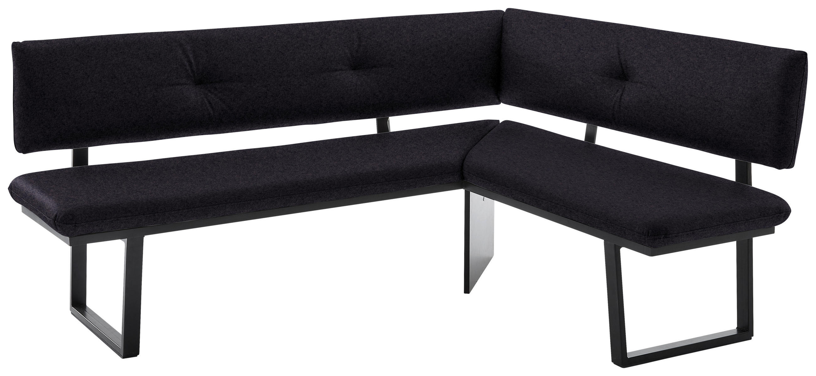ECKBANK 180/140 cm  in Anthrazit, Schwarz  - Anthrazit/Schwarz, MODERN, Textil/Metall (180/140cm) - Cantus