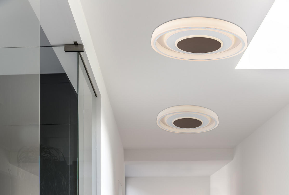 LED-DECKENLEUCHTE GOFFI 69/10 cm   - Opal/Braun, Design, Kunststoff/Metall (69/10cm) - Globo