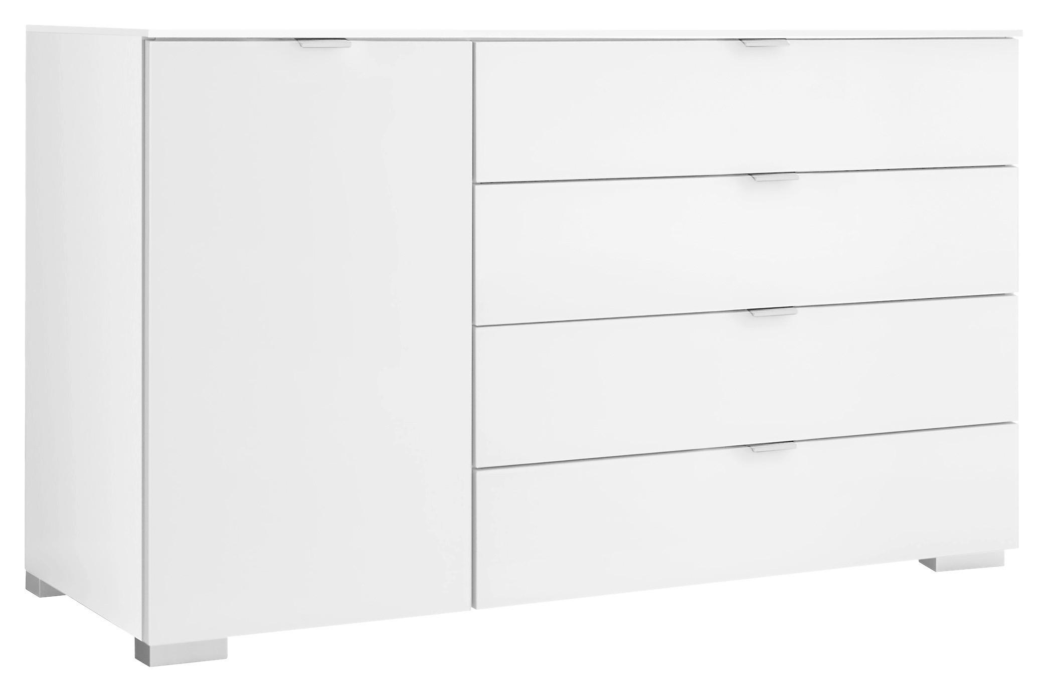 KOMMODE 120/77/40 cm  in Weiss  - Weiss/Alufarben, Basics, Holzwerkstoff/Kunststoff (120/77/40cm) - Moderano
