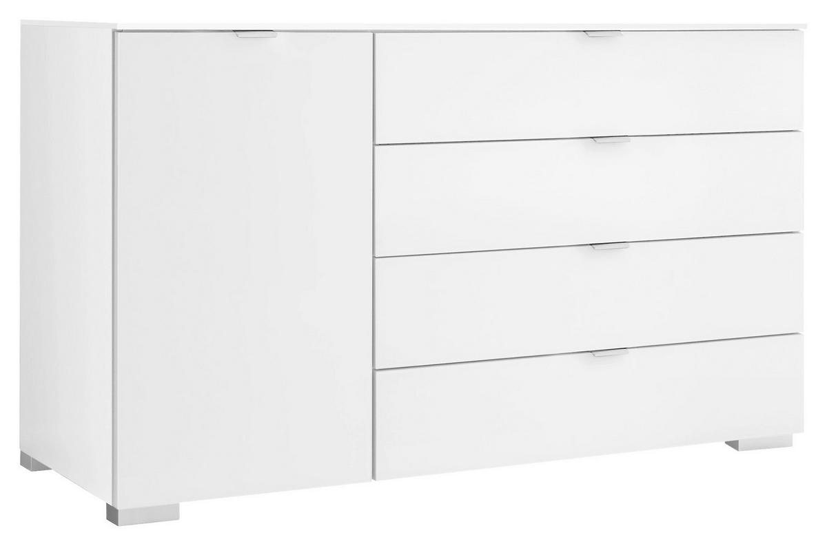 COMMODE 120/77/40 cm  in Weiss  - Weiss/Alufarben, Basics, Holzwerkstoff/Kunststoff (120/77/40cm) - Moderano