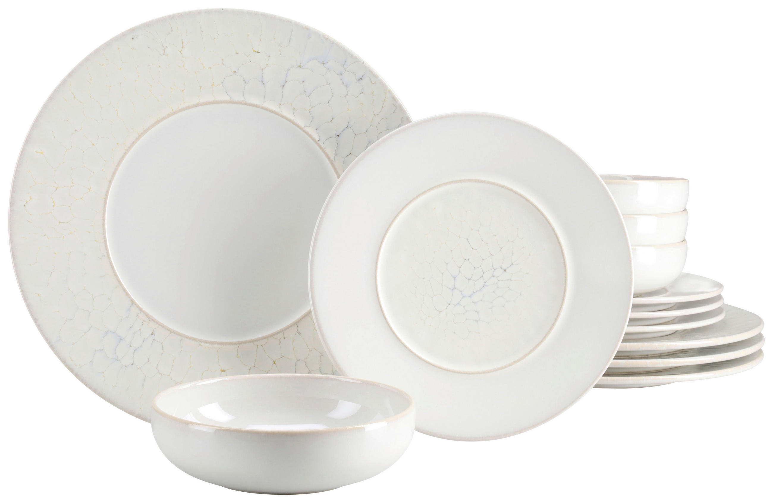 TAFELSERVICE Creme, Weiß Unico Toscania 12-teilig  - Creme/Weiß, Basics, Keramik - Creatable