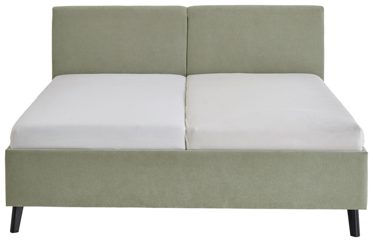 POLSTERBETT 180/200 cm  in Hellgrün  - Schwarz/Hellgrün, Basics, Holz/Textil (180/200cm) - Boxxx