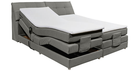 BOXSPRINGBETT 180/200 cm,  in Grau, Matratze, Bettkasten, Topper, motorische Verstellbarkeit, H2 = mittel  - Silberfarben/Grau, Design, Kunststoff/Textil (180/200cm) - Esposa