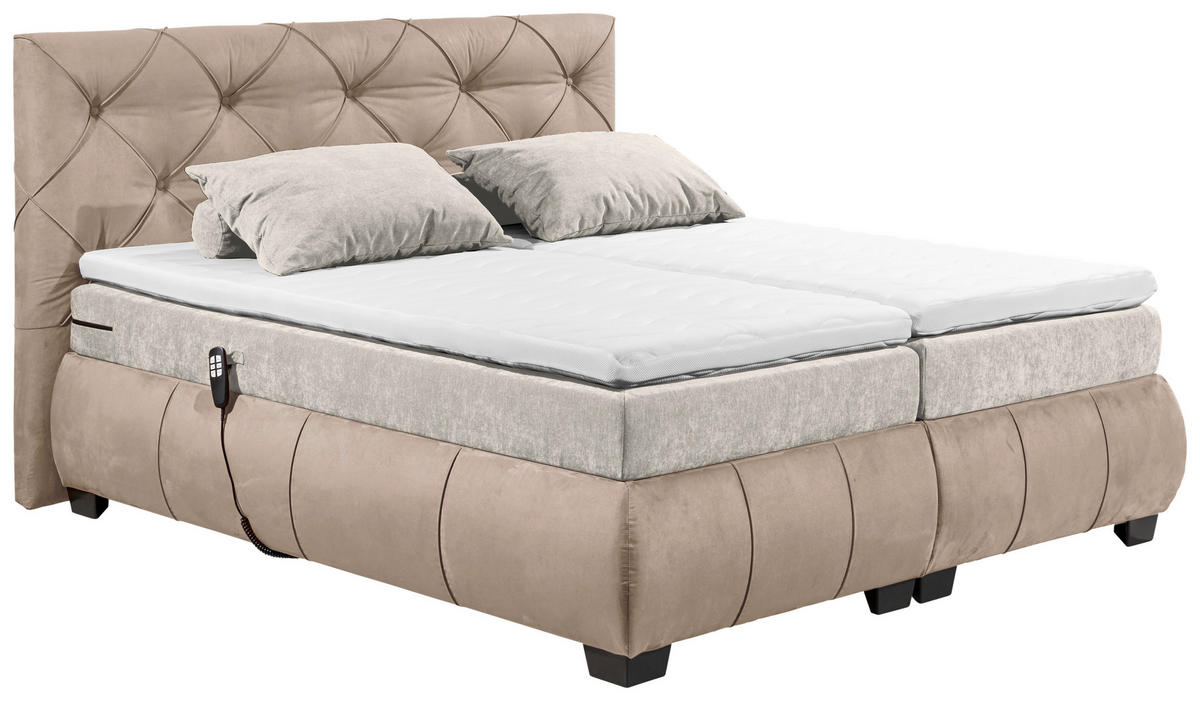 KONTINENTALSÄNG 180/200 cm  i brun  - brun/svart, Modern, trämaterial/textil (180/200cm) - MID.YOU