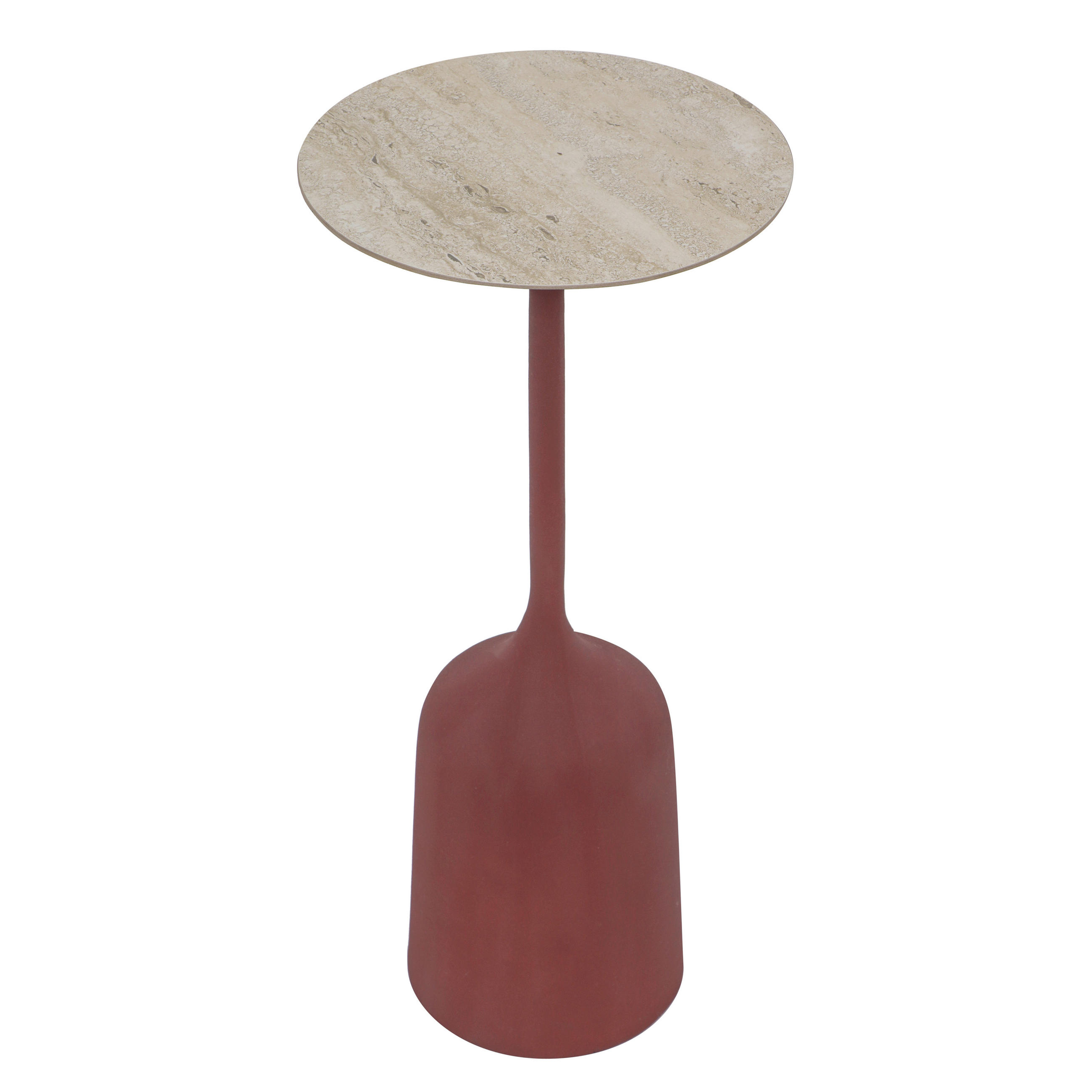 BEISTELLTISCH 30/30/64 cm Naturfarben, Rot rund  - Rot/Naturfarben, MODERN, Keramik/Metall (30/30/64cm) - Milino