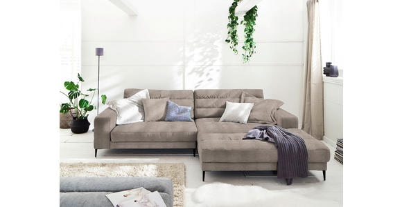 ECKSOFA in Flachgewebe Taupe 296/207 cm - Taupe/Schwarz, Design, Textil/Metall (296/207cm) - Dieter Knoll