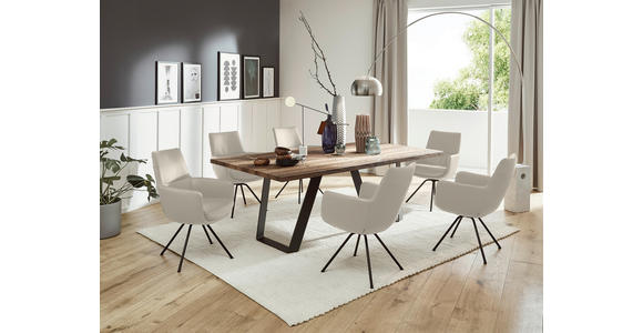 ARMLEHNSTUHL  Beinauswahl, Lederauswahl, Typenauswahl  Echtleder  - Schwarz/Naturfarben, Design, Leder/Metall (60/90/61cm) - Dieter Knoll