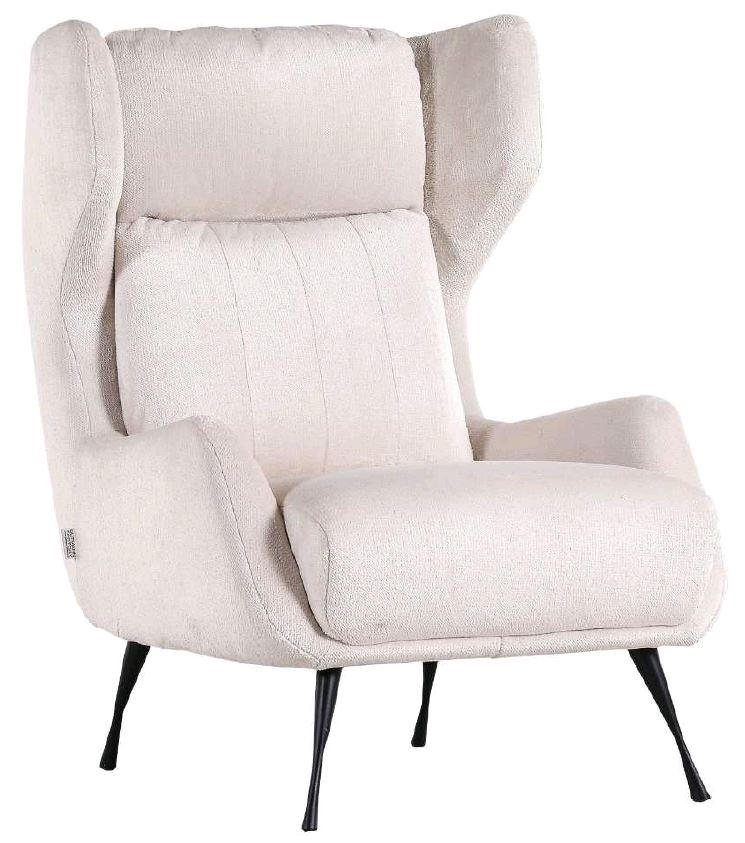 OHRENSESSEL in Flachgewebe Weiß  - Schwarz/Weiß, Trend, Textil (75/111/83cm) - Ambia Home