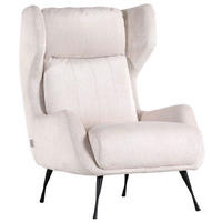 OHRENSESSEL in Flachgewebe Weiss  - Weiss/Schwarz, Trend, Textil (75/111/83cm) - Ambia Home