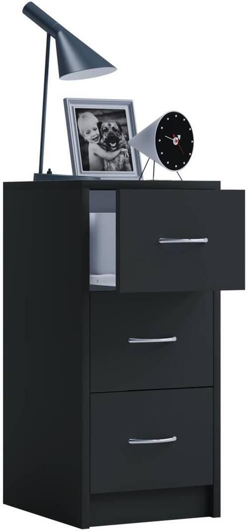 NACHTSCHRANK 35/65/35 cm  - Alufarben/Schwarz, Basics, Holzwerkstoff (35/65/35cm) - MID.YOU