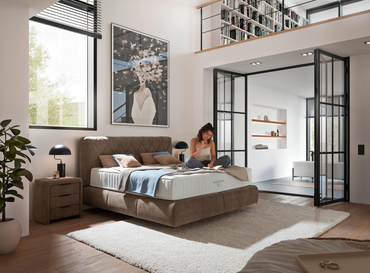 BOXSPRINGBETT 180/200 cm  in Braun  - Schwarz/Braun, Design, Kunststoff/Textil (180/200cm) - Johann Jakob
