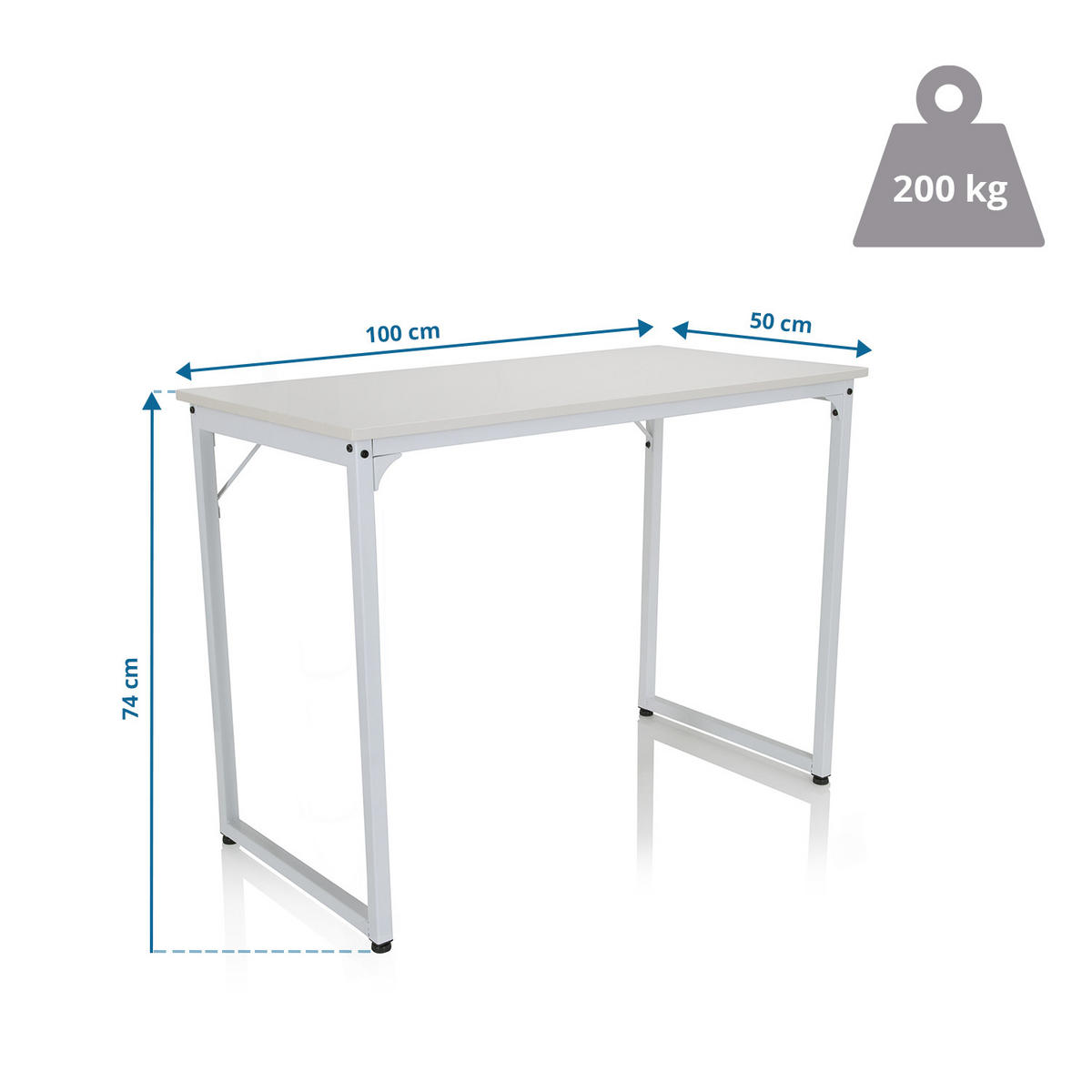 SKRIVBORD 120/50/74 cm  i vit  - vit, Basics, metall/trämaterial (120/50/74cm) - MID.YOU