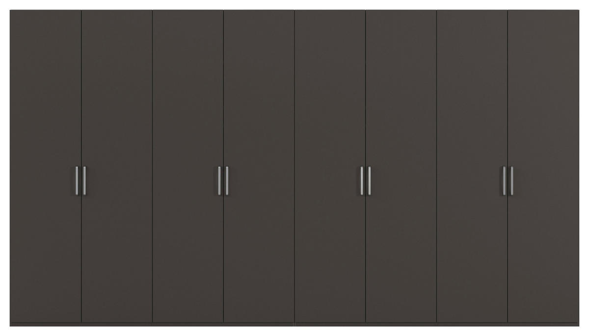 DREHTÜRENSCHRANK 400/235/61 cm,  in Graphitfarben, 8-türig  - Edelstahlfarben/Graphitfarben, Basics, Holzwerkstoff/Metall (400/235/61cm) - Novel