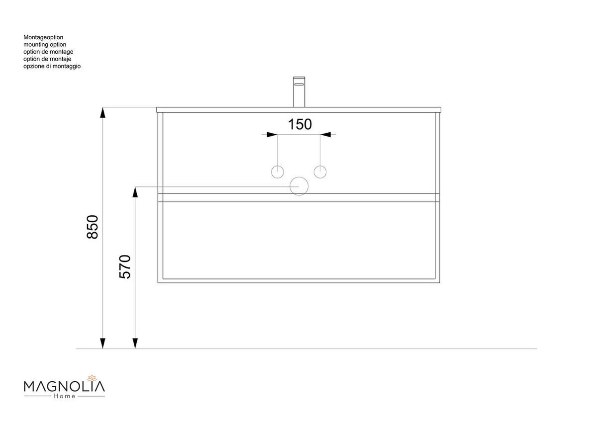 WASCHTISCHKOMBI 100 cm  - Eichefarben/Weiß, MODERN, Keramik/Holzwerkstoff (100cm) - MID.YOU