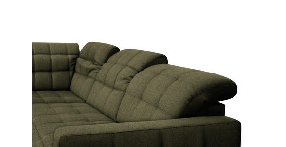 ECKSOFA in Webstoff Olivgrün 297/216 cm - Schwarz/Olivgrün, Design, Holz/Textil (297/216cm) - Xora