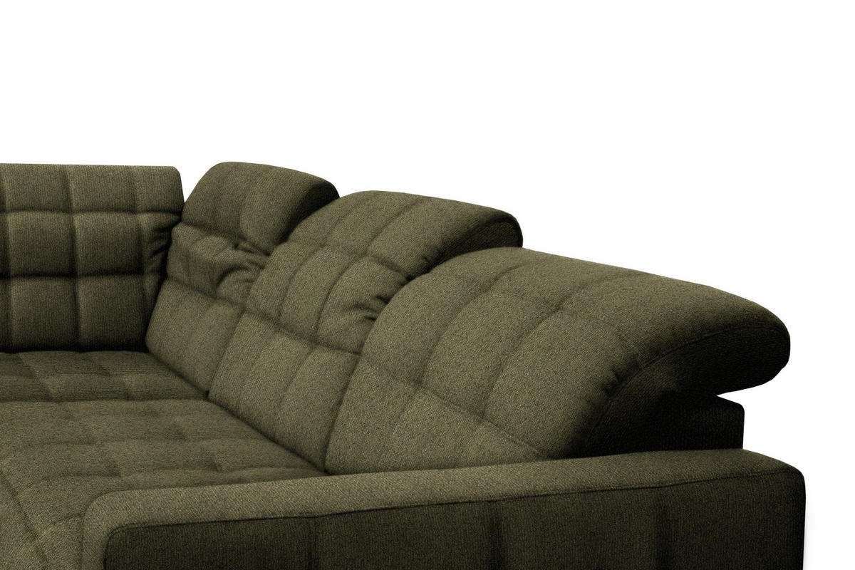 ECKSOFA in Webstoff Olivgrün  - Schwarz/Olivgrün, Design, Holz/Textil (297/216cm) - Xora