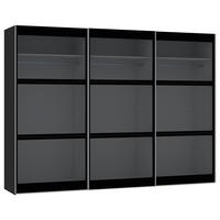 SCHWEBETÜRENSCHRANK 303/220/65 cm 3-türig Schwarz  - Silberfarben/Schwarz, Design, Glas/Holzwerkstoff (303/220/65cm) - Jutzler