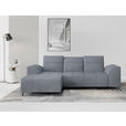 ECKSOFA Dunkelgrau Cord  - Dunkelgrau/Schwarz, KONVENTIONELL, Textil/Metall (196/290cm) - Carryhome