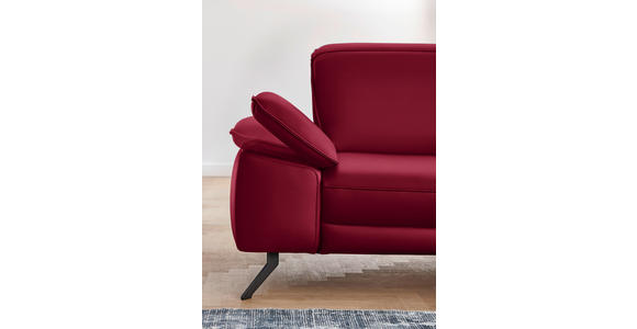 ECKSOFA in Echtleder Rot  - Rot/Schwarz, Design, Leder/Metall (328/193cm) - Dieter Knoll