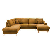 WOHNLANDSCHAFT in Cord Goldfarben  - Goldfarben/Naturfarben, KONVENTIONELL, Holz/Textil (200/301/150cm) - P & B