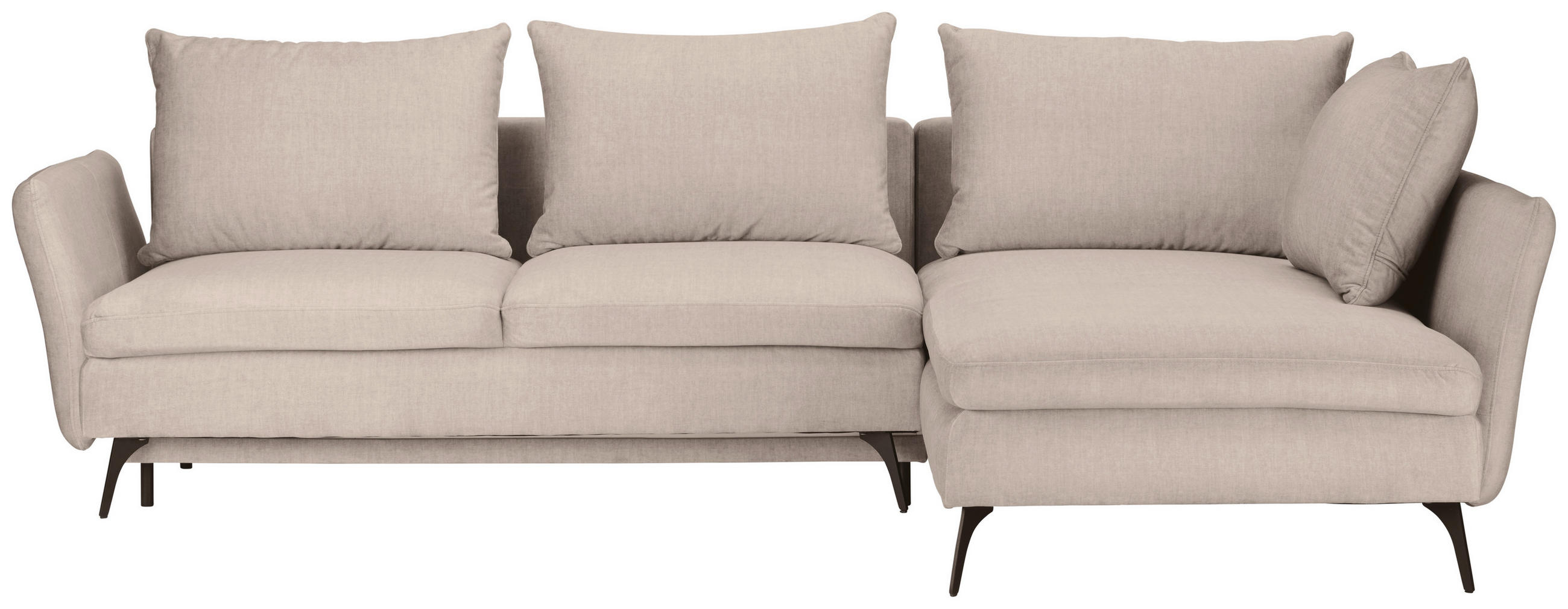 ECKSOFA inkl.Funktionen Beige Webstoff - Beige/Schwarz, Design, Textil/Metall (282/182cm)