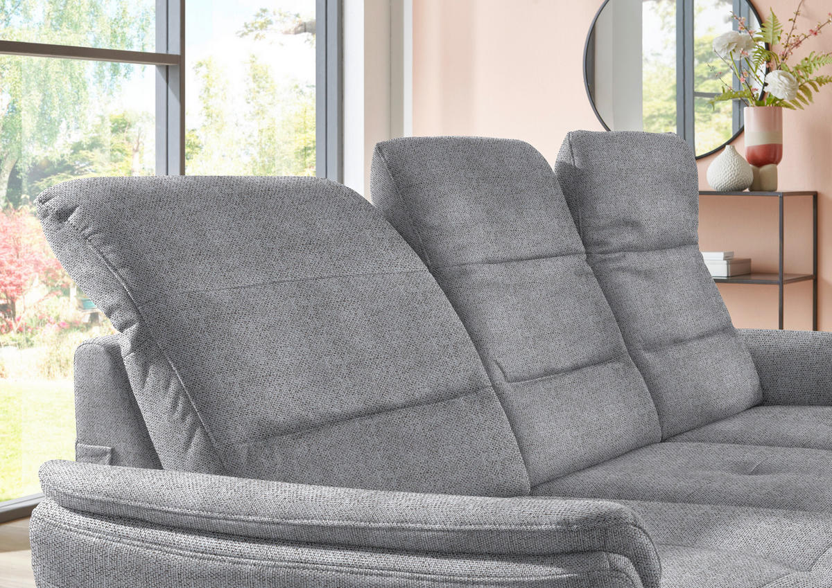 ECKSOFA in Flachgewebe Grau  - Schwarz/Grau, Konventionell, Textil/Metall (181/260cm) - Beldomo Speed