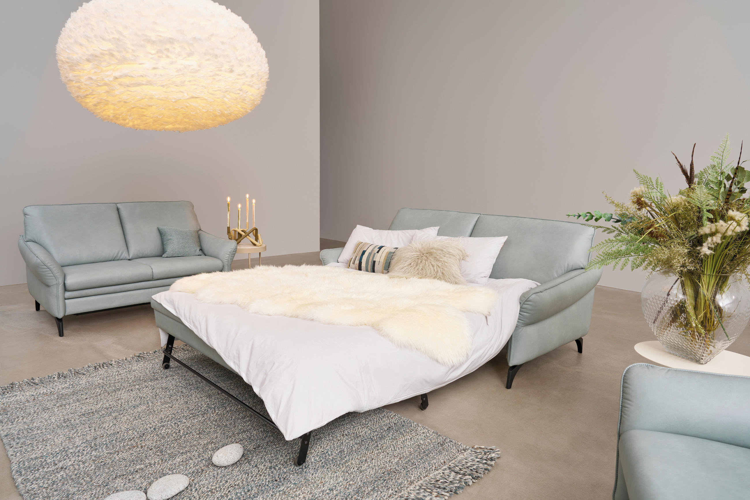 2,5 ÜLÉSES KANAPÉ bőr világosszürke  - világosszürke, Design, bőr/fém (192/100/90cm) - Himolla