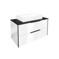 WASCHTISCHKOMBI 92,4 cm  - Weiß Hochglanz/Schwarz, MODERN, Glas/Keramik (92,4cm) - Voleo