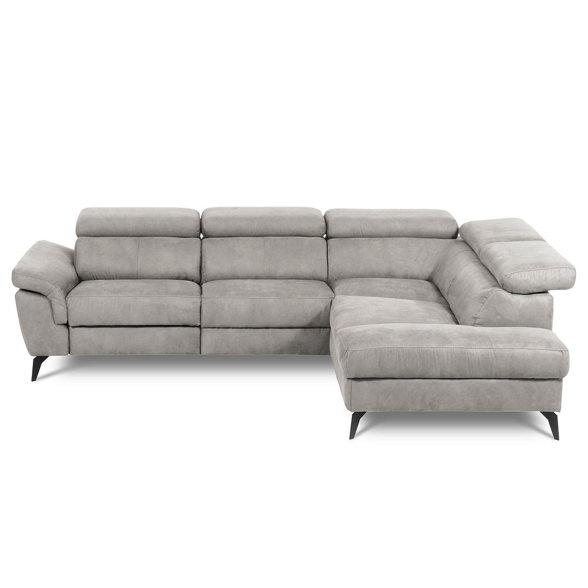 ECKSOFA SONO in Lederlook Grau Bettkasten, Armteilverstellung, Kopfteilverstellung  265/210 cm  - Schwarz/Grau, Design, Textil/Metall (265/210cm) - Livetastic