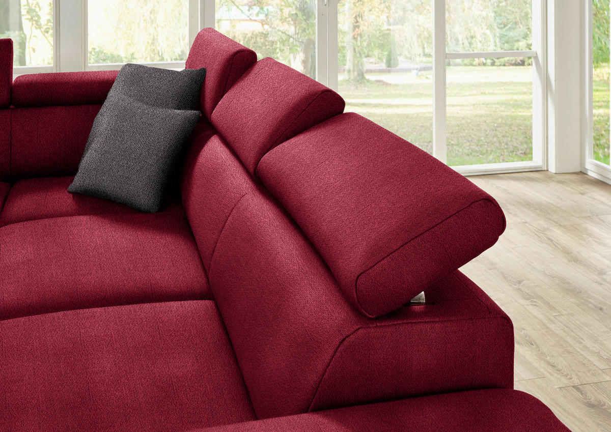 ECKSOFA in Mikrofaser Rot  273/226 cm  - Eichefarben/Beige, Natur, Holz/Textil (273/226cm) - Beldomo System