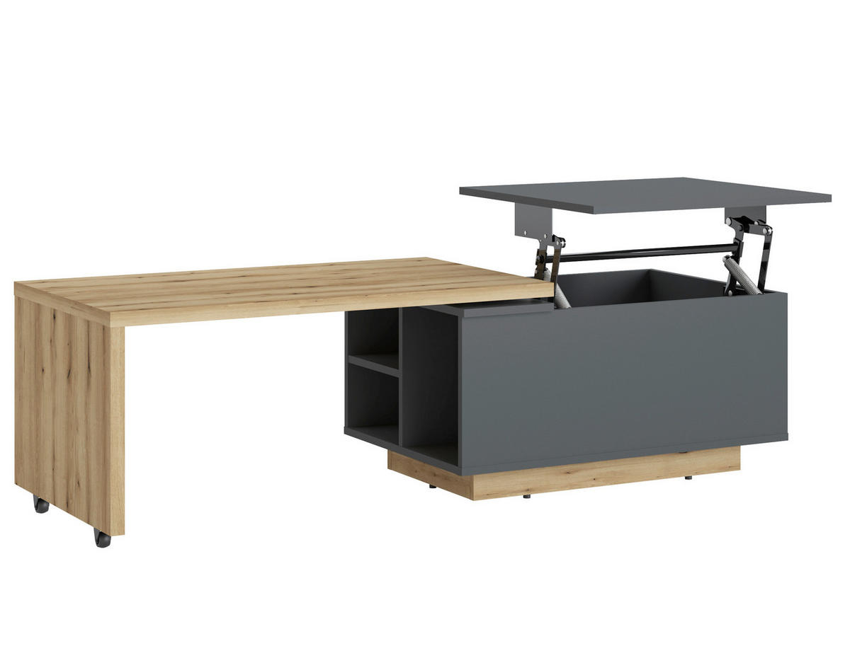 COUCHTISCH rechteckig Anthrazit, Eichefarben  - Eichefarben/Anthrazit, Design, Holzwerkstoff (95/43,5/54cm) - Livetastic