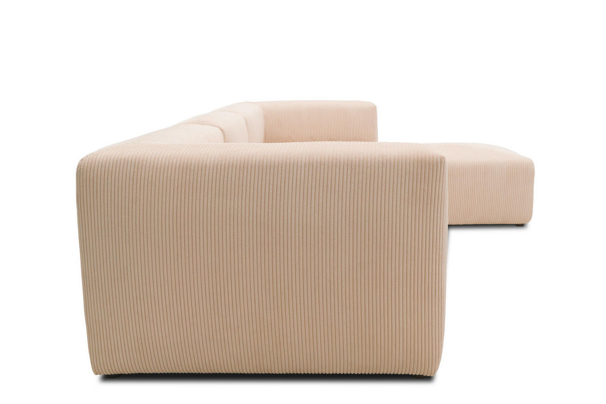 ECKSOFA Creme Cord, Mikrofaser  - Creme/Schwarz, Design, Kunststoff/Textil (301/69/193cm) - MID.YOU